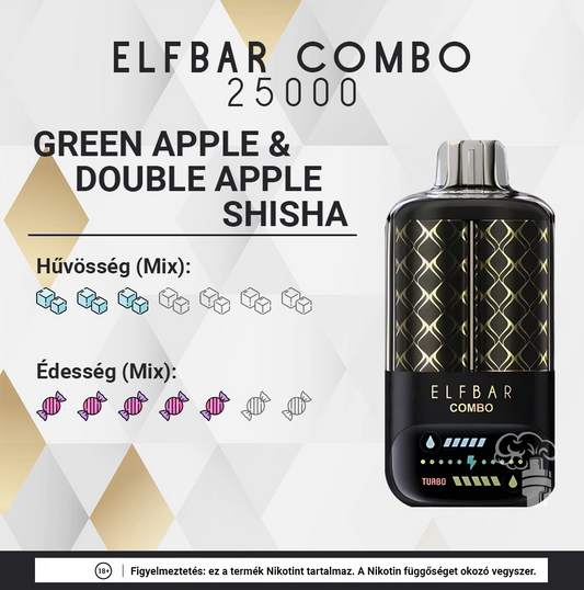 ELFBAR COMBO 25000 GREEN APPLE & DOUBLE APPLE SHISHA 5%