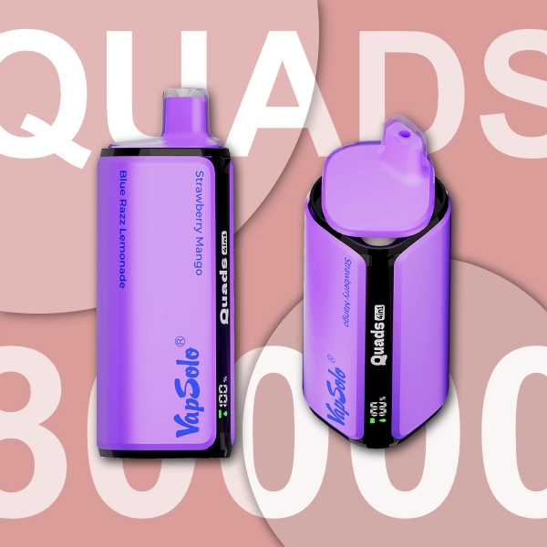 VAPSOLO QUADS 80K STRAWBERRY MANGO & BLUE RAZZ LEMONADE & VANILLA ICE CREAM & SOUR TRIPLE BERRY 5%