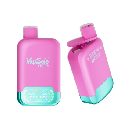 VAPSOLO TWINS 20000 STRAWBERRY KIWI & STRAWBERRY RASPBERRY CHERRY ICE 5%