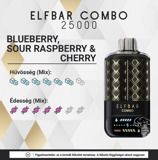 ELFBAR COMBO 25000 BLUEBERRY SOUR RASPBERRY & CHERRY 5%