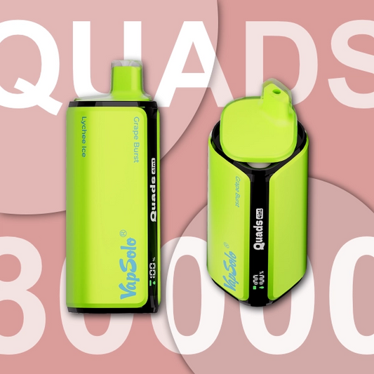 VAPSOLO QUADS 80K GRAPE BURST & LYCHEE ICE & PEACH BERRY & KIWI PASSION FRUIT GUAVA 5%