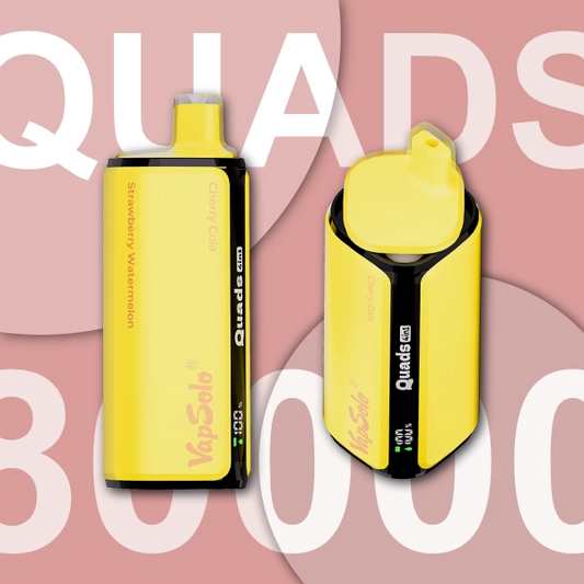 VAPSOLO QUADS 80K STRAWBERRY WATERMELON & CHERRY COLA & JUICY PEACH ICE & GRAPEFRUIT REFRESHER 5%