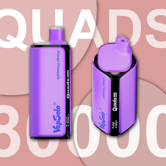 VAPSOLO QUADS 80K MANGO PINEAPPLE & BLUE RAZZ CHERRY & WATERMELON CHERRY & BLACKBERRY MINT 5%